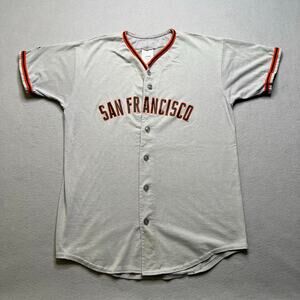 Vintage San Francisco Giants Baseball Jersey Majestic Made USA Gray Button Up XL